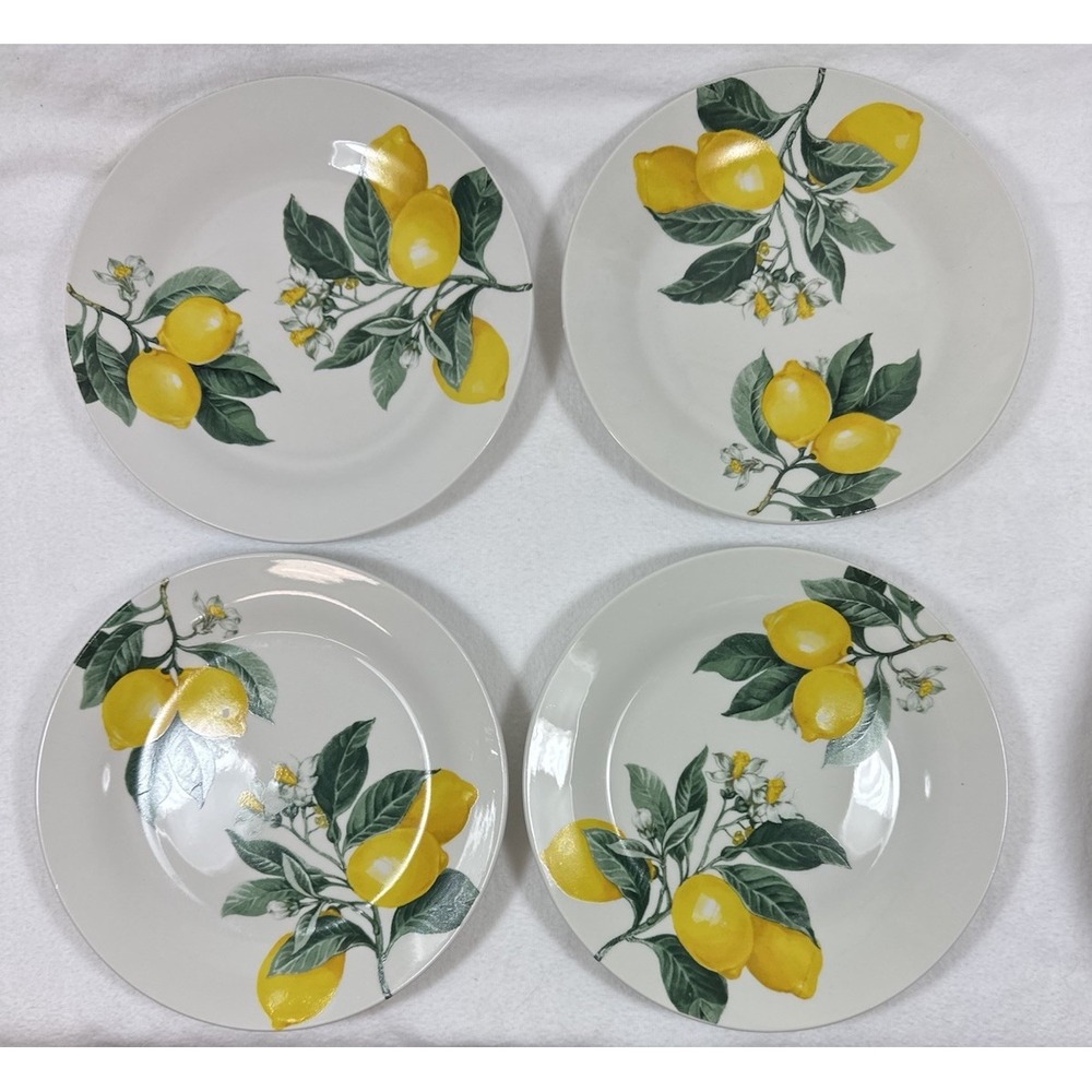 Royal Norfolk Lemons Dinner Plate 10.5" Set Of 4 Citrus Fruit Yellow Green